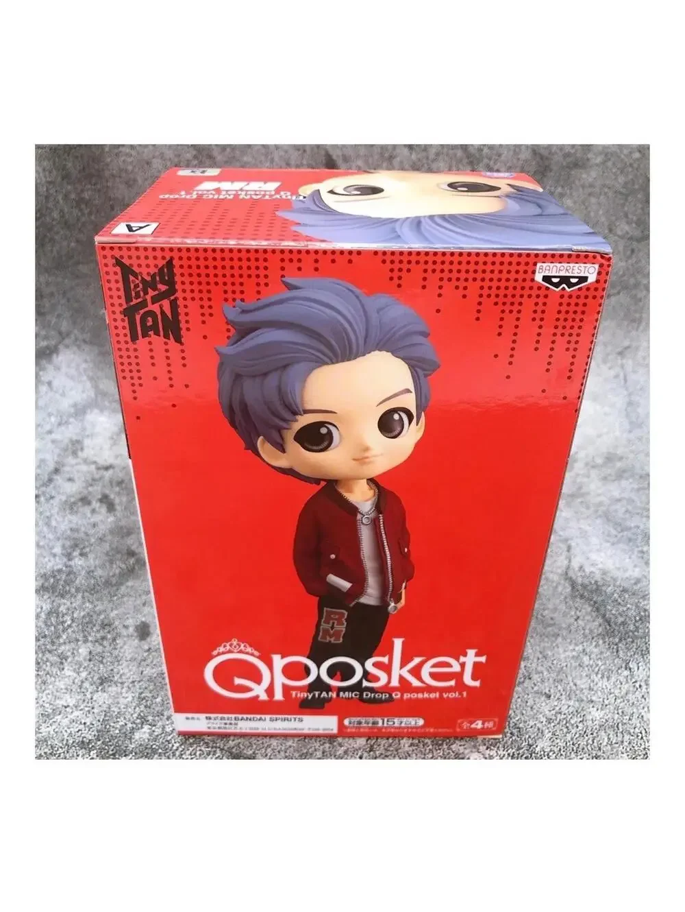 Banpresto TinyTAN MIC Drop Q posket RM Figure BTS Red Jacket Lavender Hair